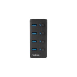 Hub Natec 4 puertos USB 3.2 Gen 1 5000 Mbit/s modelo Mantis ABS color negro
