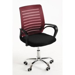 Silla de Oficina Visi Respaldo Ergonómico Altura Regulable Reposabrazos Tela Negra Roja