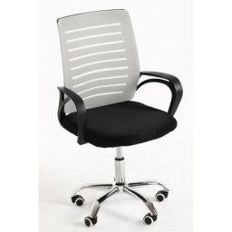 Silla de oficina Visi respaldo fijo curvado tela negro o gris altura ajustable ruedas