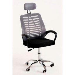 Silla de Oficina Kontor Regulable en Altura y Respaldo Reclinable Reposabrazos Negra/Gris