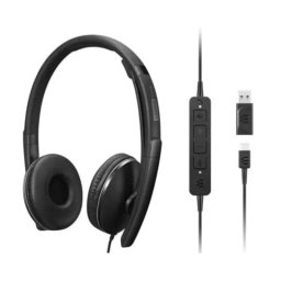 Auriculares Lenovo 4XD1M45627 con cable USB-C Cancelación de Ruido Micrófono Negro