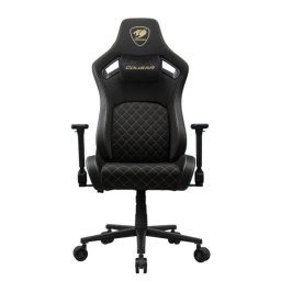 Silla gaming COUGAR CGR-DFF-GLB respaldo ajustable, reposabrazos 4D, 120kg, tela negra/oro