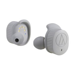 Auriculares Audio-Technica inalámbricos Bluetooth deportivos con micrófono y resistencia al agua en gris