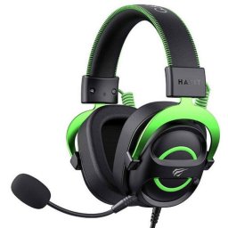 Auriculares Havit 6939119065164 con cable, gaming, jack 3,5 mm, micrófono boom, negro y verde