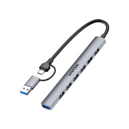 Hub UNITEK 7 puertos USB Type-C 5000 Mbit/s H1209AGY01 aluminio Plug and Play