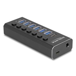Hub DeLock 7 puertos 10000 Mbit/s modelo 64326 USB-C y USB-A con carcasa metálica