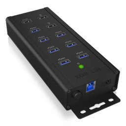 Hub ICYBOX 10 puertos 5 Gbps modelo IB-HUB1703-QC3 aluminio carga rápida
