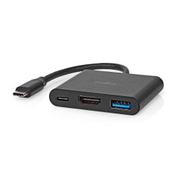 Hub Nedis 3 puertos USB-C 5Gbps modelo CCGB64770BK01 HDMI 30Hz compacto