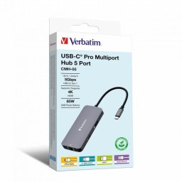 Hub Verbatim 5 puertos 5 Gb/s modelo CMH-05 con HDMI, USB-C PD y Ethernet