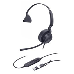 Auriculares Yealink UH42 Mono con cable USB-C/USB-A para llamadas y música, con micrófono y supresión de ruido, color negro