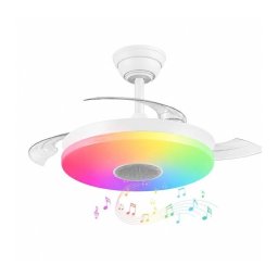 Ventilador de Techo con Luz Bilake ONE 48W 41cm 5 Velocidades Motor DC Aspas Retráctiles Mando Bluetooth RGB Altavoz