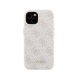 Funda para móvil Guess Polipiel Rosa Logo en relieve para iPhone 14 compatible MagSafe