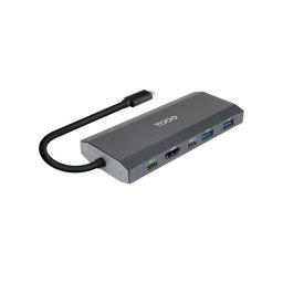 Caja PC TooQ TQE-2241G M.2 Aluminio Gris con HUB USB-C y HDMI