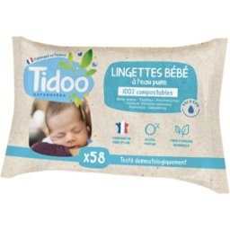 TIDOO TOALLITAS AGUA PURA SIN PERFUME 58 UNIDADES
