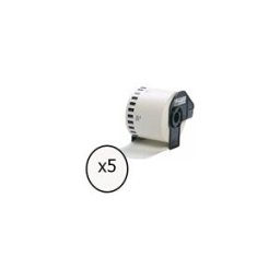 Q-Nomic DK-22251 Cinta continua negro/rojo sobre blanco Papel Multipropósito 62mmx15,24M Pack 5 Cintas