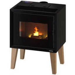 FREEPOINT Estufa Pellets Stand Wood Airtight Wi-Fi 9,3 kW. Negro / Madera