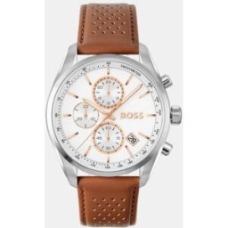 Boss Reloj de hombre Grand Prix 44 1514313 cronógrafo de piel. Blanco