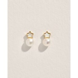 El Corte Inglés Pendientes de oro, nácar y perla. Blanco
