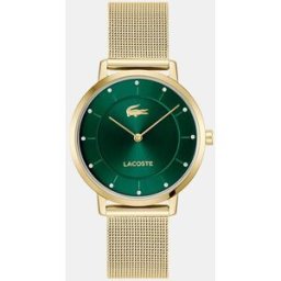 Lacoste Reloj de mujer Crocorigin de acero dorado. Verde