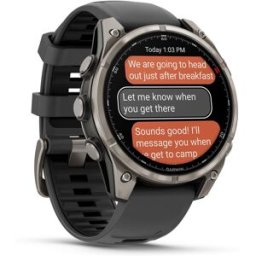 Garmin Garmn Fénix 8 Pro, 47mm, cristal Zafiro, Gris Titanio con correa de Silicona Negra Smartwatch. Titanio Negro