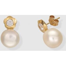 El Corte Inglés Pendientes de oro y perla . Blanco