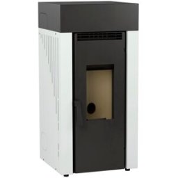 FM CALEFACCIÓN Estufa de Pellet Canalizable BP-201 Blanco Interior en Vermiculita. Negro
