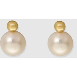 El Corte Inglés Pendientes de oro amarillo y perla . Blanco