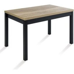 El Corte Inglés Mesa extensible con superficie laminada Menta. (80 x 120 x 76 cm) Negro / Halifax natural