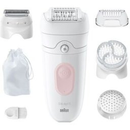 Braun Depiladora eléctrica Silk-épil 5, inalámbrica, con cabezal de exfoliación, uso en seco y húmedo. Blanco / Flamenco