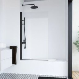 Profiltek Mampara de bañera con panel frontal Hada Plus HP-110 . (90 cm) Negro mate