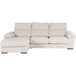 El Corte Inglés Sofá de algodón y lino de 5 plazas con asientos deslizantes y chaise longue izquierda con arcón Cloud . Natural