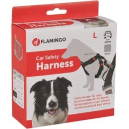 Flamingo Arnés de seguridad karlie para perros de nylon para el coche talla L . Negro