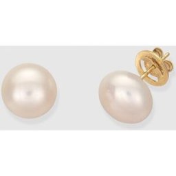 El Corte Inglés Pendientes de oro y perla blanca . Blanco