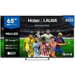 HAIER TV MiniLED 165 cm (65") H65M80FUX UHD 4K, Peana Central, Smart Google TV, HDR10, Sonido KEF 2.1 (Reacondicionado Grado C). Silver