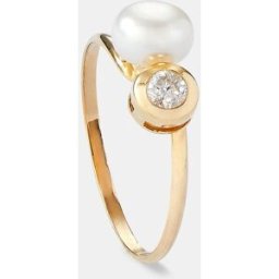 El Corte Inglés Anillo de niña Flor de oro con perla y circonita. (10) Blanco