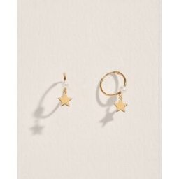 El Corte Inglés Pendientes Estrella de oro con perla. Blanco