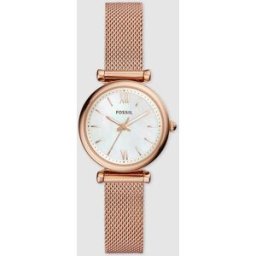 Fossil Reloj de mujer carlie con pulsera de malla. Dorado