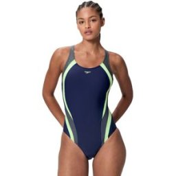 Speedo Bañador de natación para mujer Quantum Rib Splice One Piece . (M) Azul marino