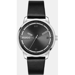 HUGO Reloj de hombre 1530362 de piel negro. Negro