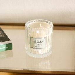 El Corte Inglés Vela aromática en vaso Musk Natural Cristal Rayas. Transparente