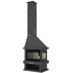 FM CALEFACCIÓN Chimenea Leña C-302 DK 2 caras Esquinera Derecha. Negro