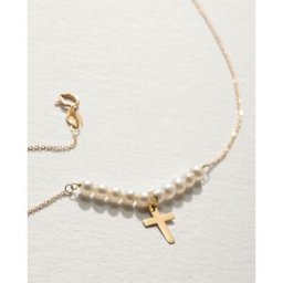 El Corte Inglés Collar Cruz de oro con perla. Blanco