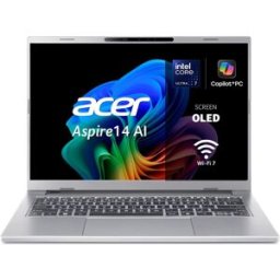 Acer Portátil Aspire 14 AI A14-53M Copilot+ PC, Intel Core Ultra 7 256V, 16GB, 1TB SSD, 14" OLED, W11. Plata