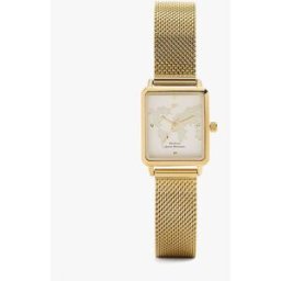 Parfois Reloj de mujer de acero inoxidable con dibujo en esfera. Dorado
