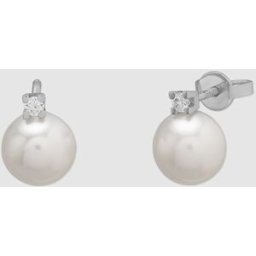 El Corte Inglés Pendientes Black & White de oro con diamantes y perla. Blanco