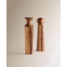 El Corte Inglés Set de 2 molinillos Sal y Pimienta de madera Aliño. Natural