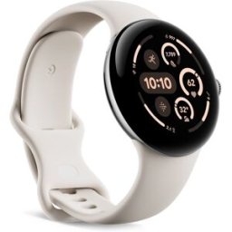 Google Pixel Watch 3 45mm, Caja de aluminio color plata pulida y correa deportiva color porcelana, Wi-Fi Smartwatch. Plata / Blanco