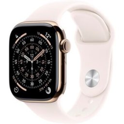 Apple Watch Series 11 GPS + Cellular 42mm Titanio oro con Correa Deportiva Rosa Rubor (M-L). Titanio Oro