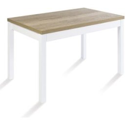 El Corte Inglés Mesa extensible con superficie laminada Menta. (80 x 120 x 76 cm) Blanco / Halifax natural