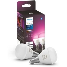 Philips Bombilla inteligente LED esférica Hue White and Colour E14 Pack 2ud.